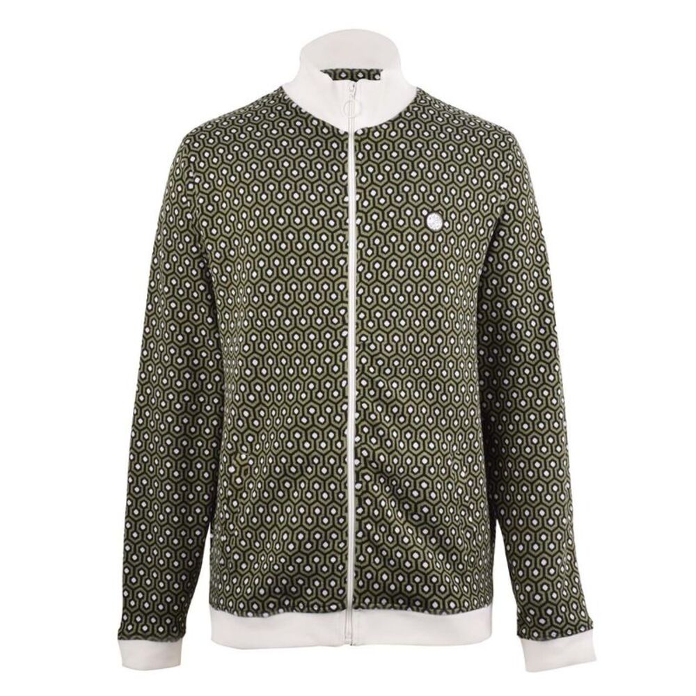 Pretty Green Mens Geometric Zip Neck Track Jacket / Green
